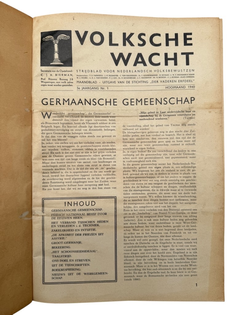 Original WWII Dutch bound set of 9 issues collaborationist magazine 'Volksche Wacht' - Image 3