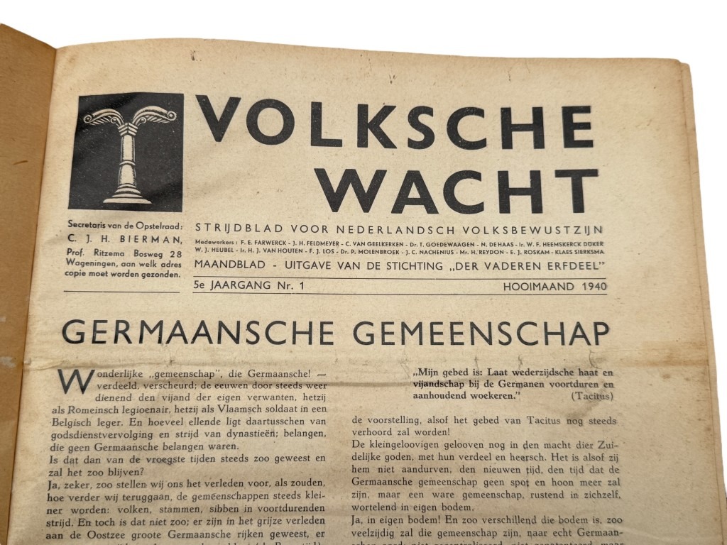 Original WWII Dutch bound set of 9 issues collaborationist magazine 'Volksche Wacht' - Image 4
