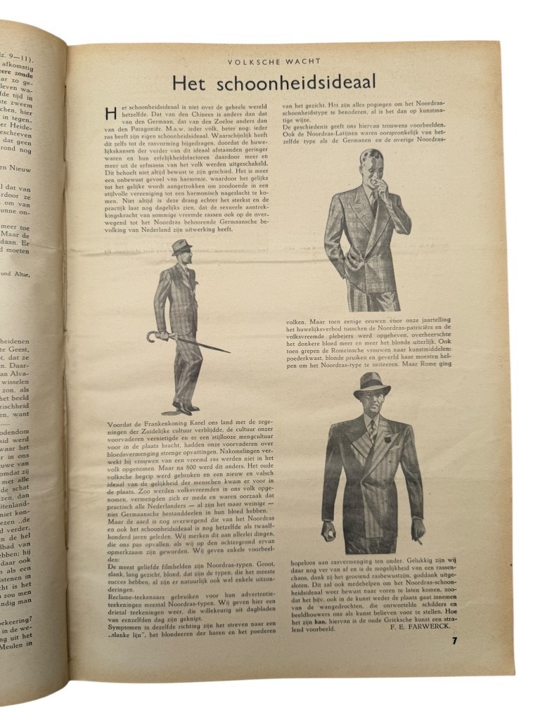 Original WWII Dutch bound set of 9 issues collaborationist magazine 'Volksche Wacht' - Image 6