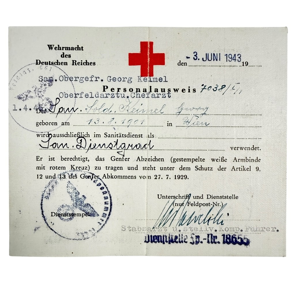 Original WWII German WH medic Wehrpass and documents set - Image 2