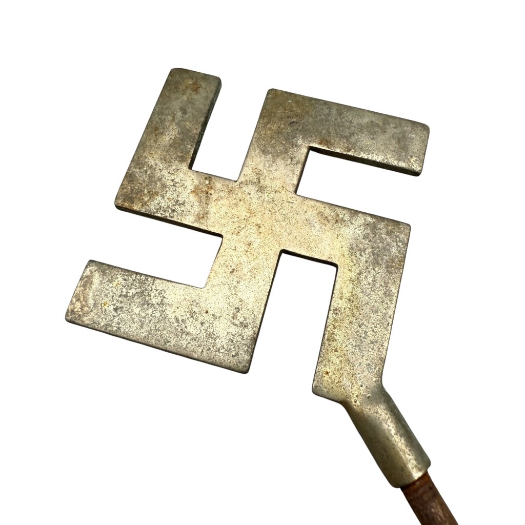Original WWII German metal car swastika flagpole