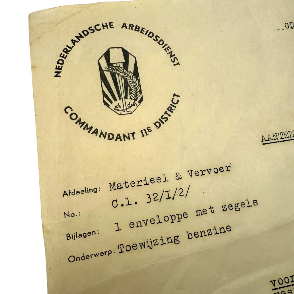 Original WWII Dutch Nederlandsche Arbeidsdienst Groningen document - Image 2