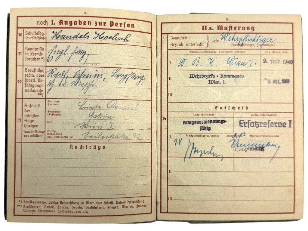 Original WWII German WH medic Wehrpass and documents set - Image 9