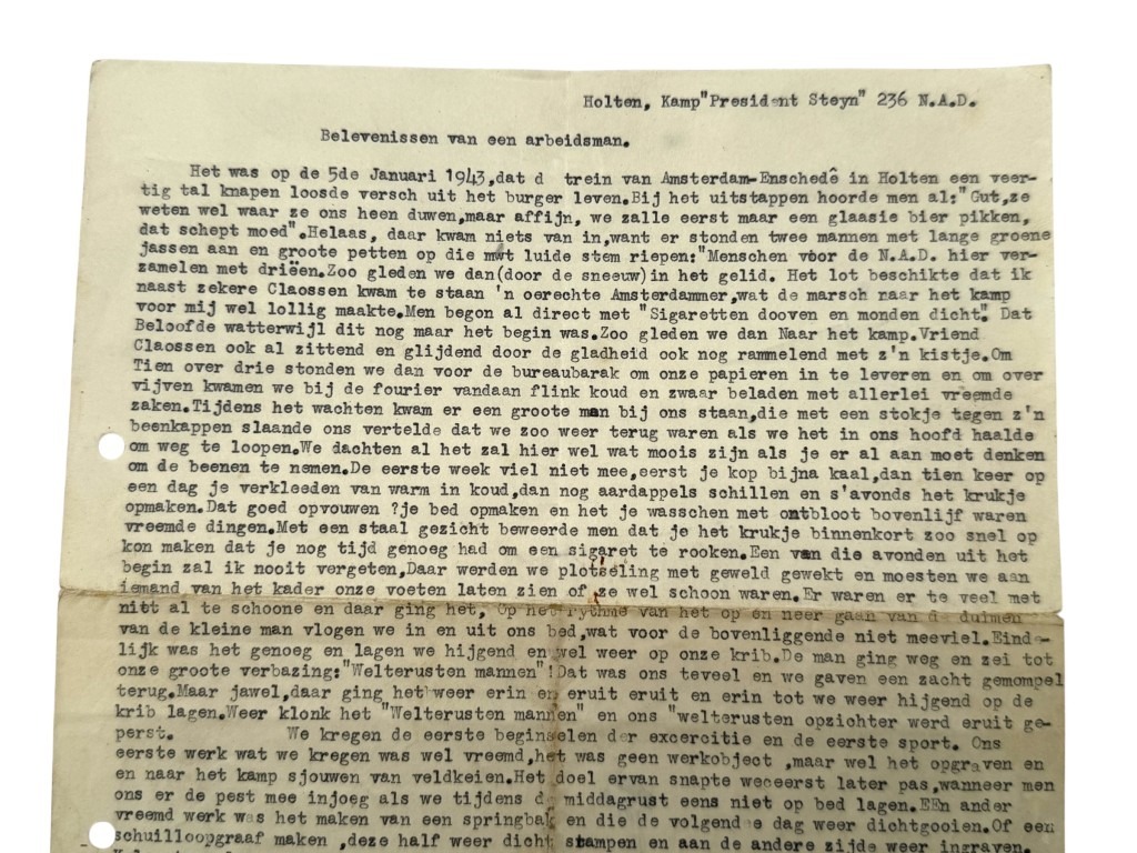 Original WWII Dutch Nederlandsche Arbeidsdienst document Holten, kamp 'Steyn' - Image 2