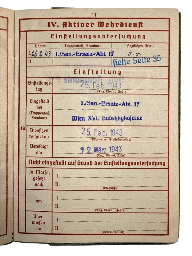Original WWII German WH medic Wehrpass and documents set - Image 11