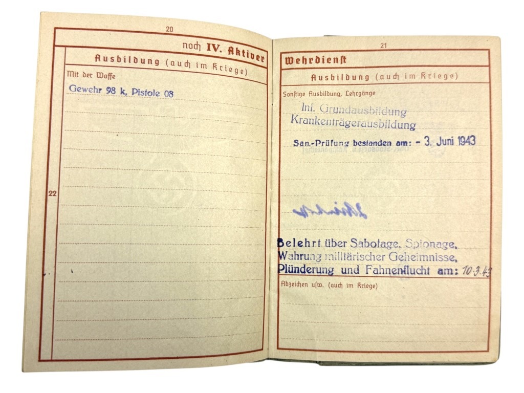 Original WWII German WH medic Wehrpass and documents set - Image 13