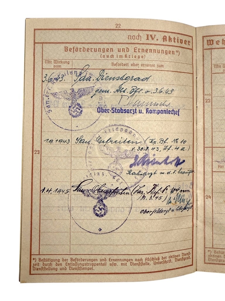 Original WWII German WH medic Wehrpass and documents set - Image 14