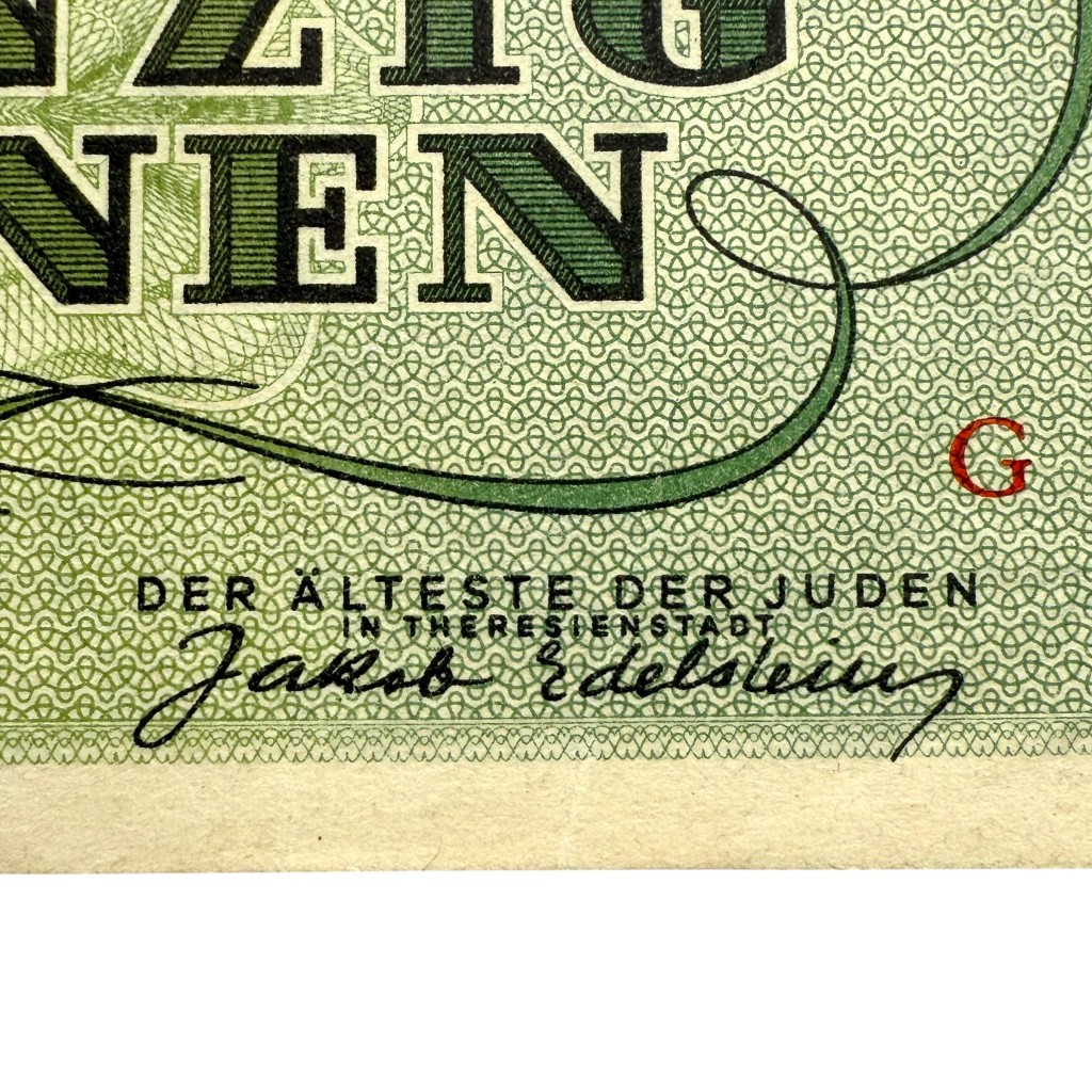 Original WWII German Jewish Ghetto/Camp Theresienstadt 20 Kronen banknote