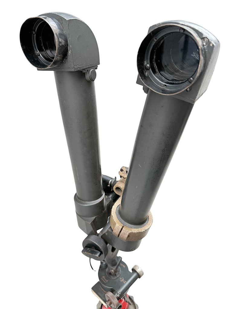 Close-up of WW2 German S.F.14.Z Gi Scherenfernrohr trench periscope binoculars – Wehrmacht field artillery observation optics in original wartime paint.