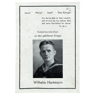 Original WWII German Kriegsmarine death card Bergen op Zoom