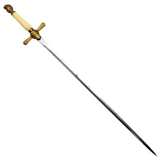 Original U.S. Civil War NCO sword circa 1840–1860, likely Confederate Southern state issue, antique American officer’s dress sword with brass crossguard, knight’s helmet pommel, and ivory-colored ribbed grip — authentic collectible for Civil War and antique sword collectors.