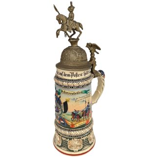 Original WWI German 2. Eskadron Husaren-Regiment Kaiser Nikolaus II von Rußland Nr. 8, Paderborn beer stein