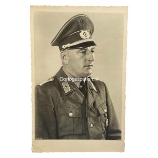 Original WWII German DRK Hauptführer portrait photo, Deutsches Rotes Kreuz officer in full uniform with Red Cross insignia, taken in studio around 1938 – rare collectible for German Red Cross and WWII medical memorabilia collectors.