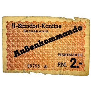 Original WWII German SS-Standort-Kantine Buchenwald 2 RM Wertmarke