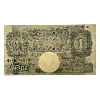 WWII German propaganda leaflet disguised as a British one-pound banknote. Fake Bank of England £1 note used in North Africa to spread anti-British messages. Rare World War II psychological warfare collectible.