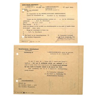 Original WWII Nederlandsche Arbeidsdienst documenten ’s-Hertogenbosch