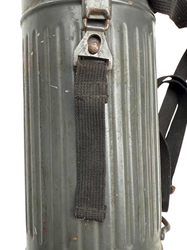 Original WWII German Luftwaffe gas mask canister with straps - Image 2