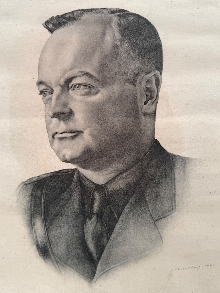 Original WWII Dutch NSB framed print of NSB leader Anton Mussert