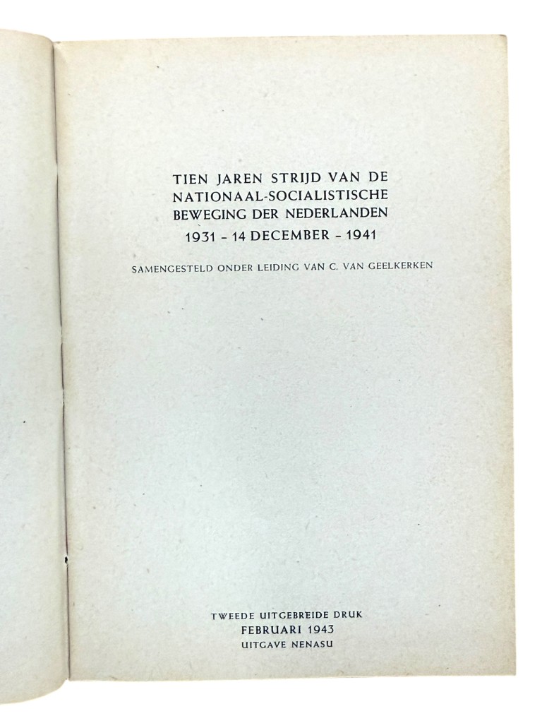 Original WWII Dutch NSB book Voor Volk en Vaderland – Tien Jaren Strijd van de Nationaal-Socialistische Beweging der Nederlanden - Image 3