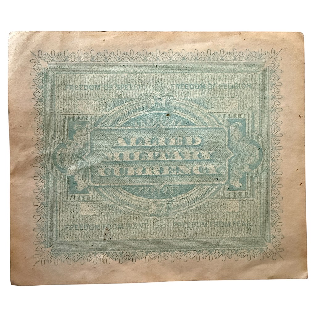 Original WWII Allied 2 Lire banknote for Italy