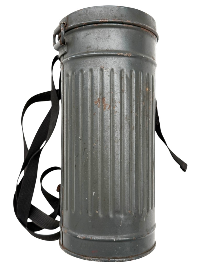 Original WWII German Luftwaffe gas mask canister with straps - Image 5