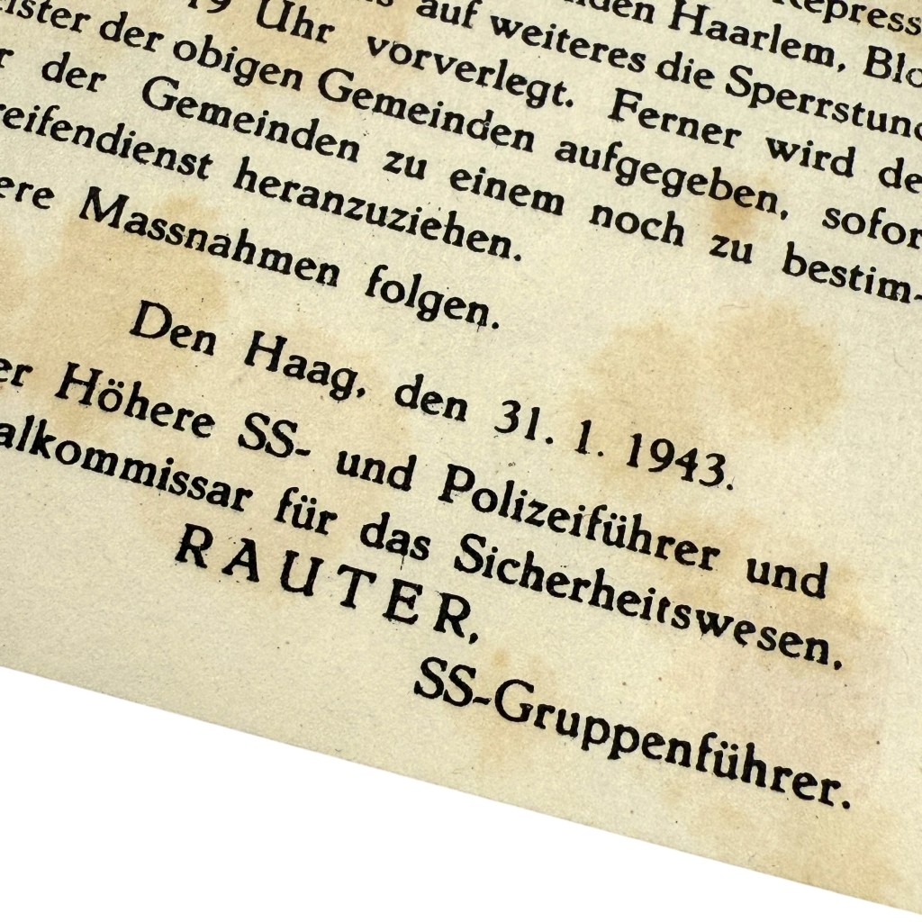 Original WWII German SS announcement leaflet Haarlem