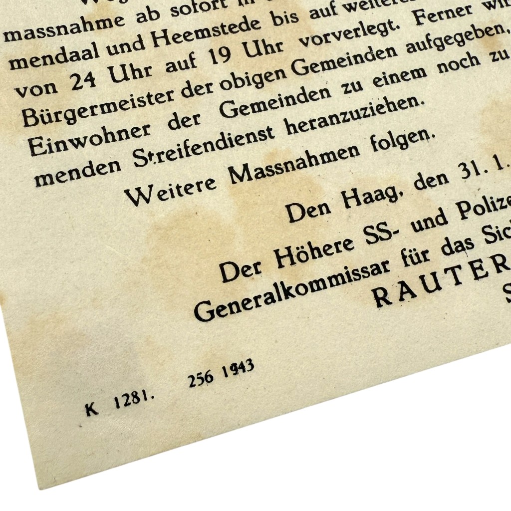 Original WWII German SS announcement leaflet Haarlem