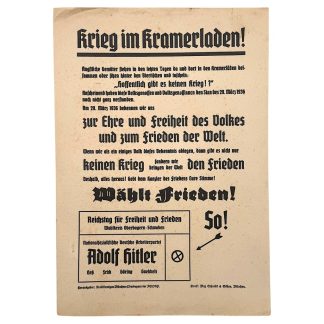 Original 1930s German NSDAP propaganda election flyer