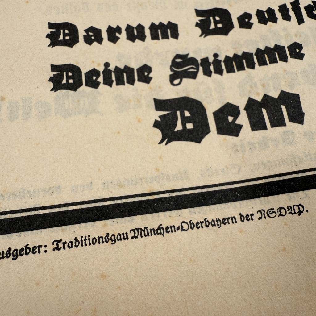 Original 1930s NSDAP German propaganda elections leaflet