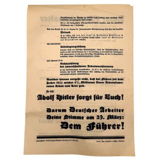 Original 1930s NSDAP German propaganda elections leaflet