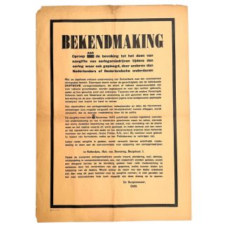 Original 1945 Dutch announcement poster war crimes