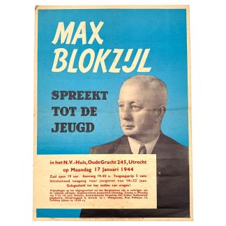 Zeldzame Nederlandse collaboratieposter Max Blokzijl 17 januari 1944, NSB propaganda