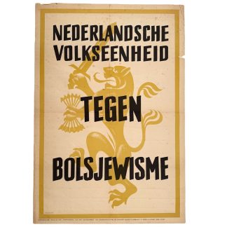 Originele NSB WOII propagandaposter 1943 ‘Nederlandse Volkseenheid Tegen Bolsjewisme.
