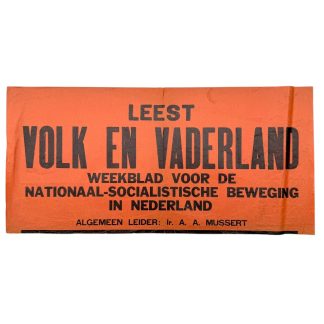Originele NSB propaganda poster Volk en Vaderland uit WOII voor historische poster verzamelaars