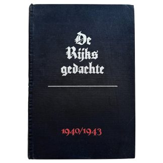 Origineel boek De Rijksgedachte 1940-1943, Germaansche SS in Nederland, uitgeverij Storm 1944 – collaboratie propaganda uit de Tweede Wereldoorlog.