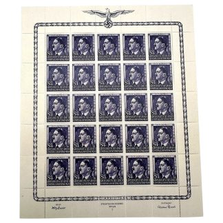 Original WWII German Adolf Hitler stamp sheet 20 April 1942