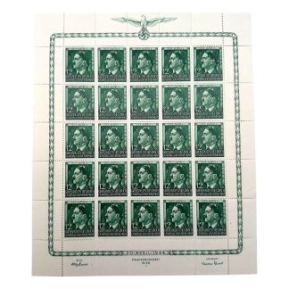 Original WWII German Adolf Hitler stamp sheet 20 April 1942