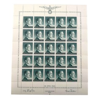 Original WWII German Adolf Hitler stamp sheet 20 April 1942