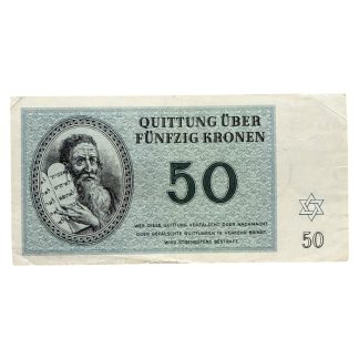 Original WWII German Jewish Ghetto/Camp Theresienstadt 50 Kronen banknote