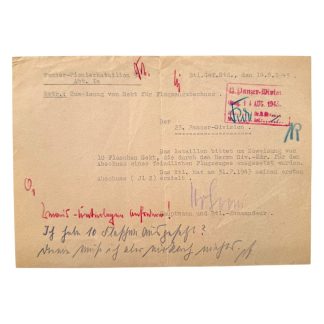 Original WWII German document Panzer-Pionierbataillon 51