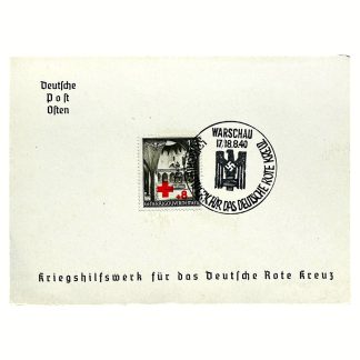 Original WWII German postcard with DRK charity stamp – Warsaw 1940