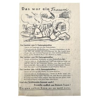 Original WWII German propaganda leaflet 'Das war ein traum'