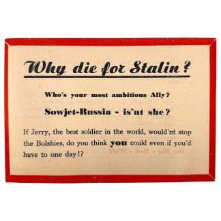 Original WWII German propaganda leaflet 'Why die for Stalin?'
