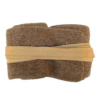 WWII Imperial Japanese Army puttees – tightly rolled brown wool Japanese soldier leg bindings.