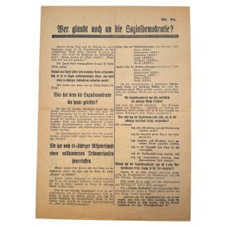 Original early NSDAP campaign flyer featuring Adolf Hitler electoral list, rare political ephemera sought after by collectors of WWII and Third Reich documents.