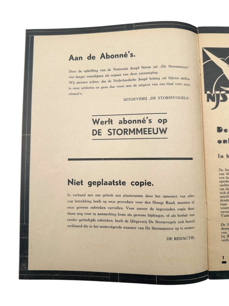 Original 1936 Dutch Nationale Jeugdstorm 'De Stormmeeuw' magazine - Image 3