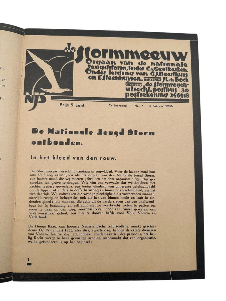 Original 1936 Dutch Nationale Jeugdstorm 'De Stormmeeuw' magazine - Image 2