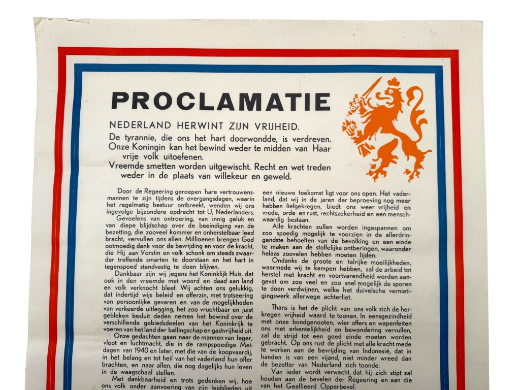 riginele Nederlandse bevrijdingsposter 1945 ‘Nederland herwint zijn vrijheid.