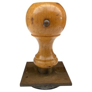 Originele NSB-stempel Tweede Wereldoorlog, Bijeenkomst NSB Goudsberg 13 mei 1940, Hagespraak afgelast Duitse inval, zeldzaam collaboratie verzamelobject, houten handgreep met metalen voet