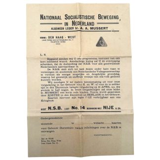 Original 1930s Dutch NSB elections flyer Den Haag